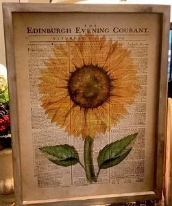Kunst~The Edinburgh Evening Courant 1774 Zeitung~mit Sonnenblumenaufdruck~Holz~ - Bild 1 von 7