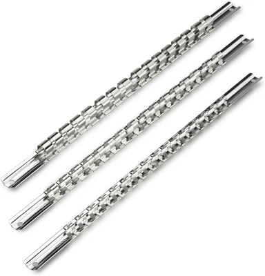 Riel de soporte de enchufe Neiko 03969A, juego organizador de 3 piezas - unidad de 1/4”, 3/8” y 1/2” Foto 1 de 4