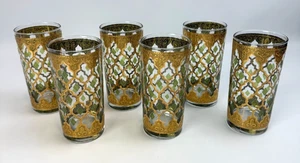 6 - Vintage Culver Valencia grün 22k Gold Longdrinkgläser Trinkgläser SIGNIERT - Bild 1 von 11