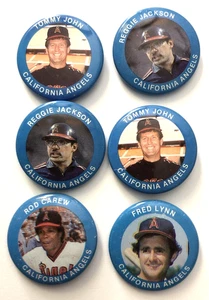 VTG California Angles MLB Baseball Pin Button-Lot of 6-Jackson John Lynn Gibso#3 - Picture 1 of 2