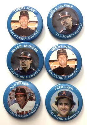 VTG California Angles MLB Baseball Pin Button-Lot of 6-Jackson John Lynn Gibso#3 - Image 1 of 2