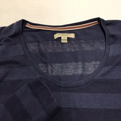 Camisa de Diseñador BURBERRY London Rayas Azul Marino Manga Larga Talla XS Foto 1 de 4