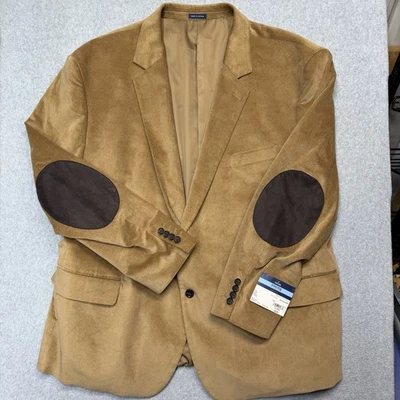 Stafford Sport Coat Mens 52R Wheat Tan Corduroy Big & Tall Elbow Patch NWT $220 - Image 1 of 4