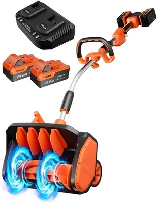VOLTASK 48V Cordless Snow Shovel Snow Blower w/2x24V Battery & Quick Charger