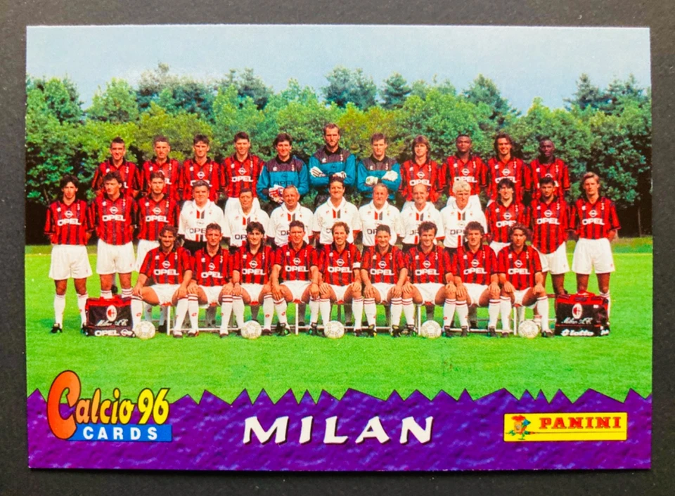 Tarjetas Panini Calcio 1995-96 96 # 18 AC Milan Team tarjeta fotográfica Foto 1 de 1