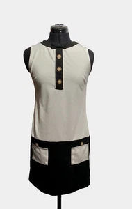 Atmosphere Dress Women Short Black White Retro Dropped Waist Size 10 - Picture 1 of 15