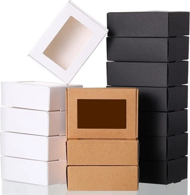 Cajas de jabón de 30 piezas para embalaje casero, mini cajas de golosinas Kraft con ventana para Foto 1 de 4