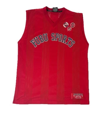 Vintage FUBU Sports Mesh Sleeveless Red Jersey Mens Size Large Y2K Streetwear - Image 1 of 4