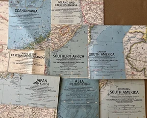 8 Vintage National Geographic Maps 1950s-60s World Regions Travel - Picture 1 of 18