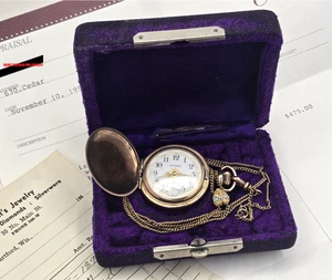 1901 Waltham Ladies Pocket Watch B&B GF Case Albert Chain Opal Slide Box Papers - Picture 1 of 21