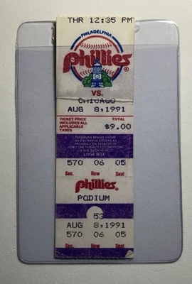 1991 Phillies Vs Chicago Ticket Stub - Image 1 of 2
