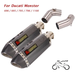 Para Ducati Monster 696 795 796 1100 Escape Tubo Medio Silenciador Puntas Sistema Deslizable - Imagen 1 de 12