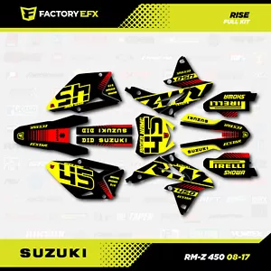 Blk Yellow Red Rise Racing Graphics Kit fits 2007 Suzuki RMZ450 Sticker RMZ 450 - Foto 1 di 5