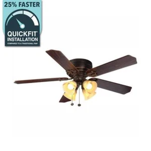 Hampton Bay Carriage House 52 in. Indoor LED Iron Ceiling Fan with Light Kit - Picture 1 of 15