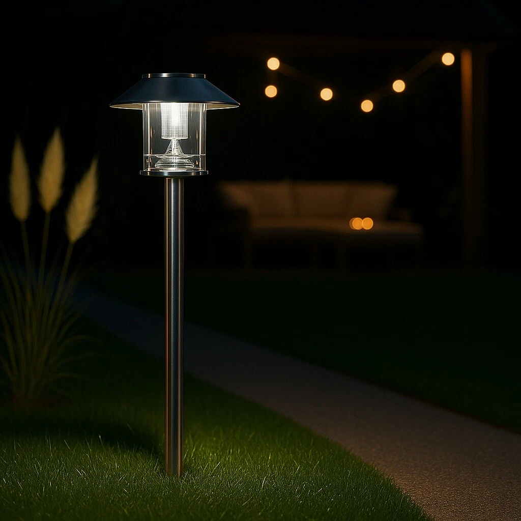 Status Nundle Solarleuchten 3er Set – 6 Cm, Edelstahl, Wasserdicht, LED Poller-Lichter Für Garten & Wege