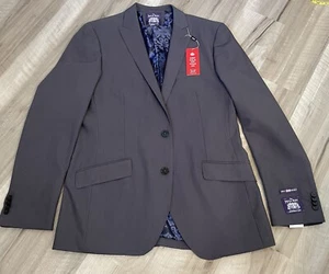 Savile Row Brixton Size 40L Solid Gray Brit Skinny Suit Jacket Blazer New w/Tags - Picture 1 of 20