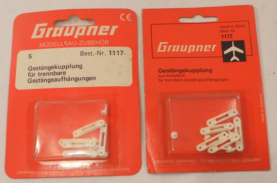 Lote de 2 piezas de avión RC vintage Graupner 1117 acoplamiento de acoplamiento Foto 1 de 1