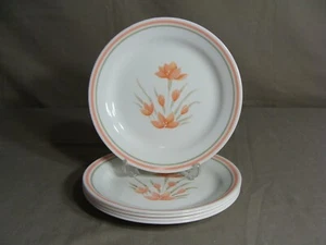 5 Corelle 7 1/4" Salad Plates In The Peach Floral Pattern - Picture 1 of 3