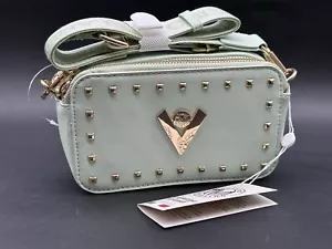 Valentino Orlandi MINT Green V logo double zip camera bag wide strap NEW w/tags - Picture 1 of 7