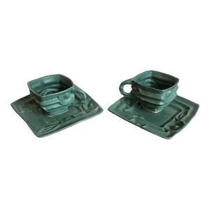 VINTAGE MCM FRANK FABENS STUDIO POTTERY CUPS AND SAUCERS WASHINGTON - Picture 1 of 11