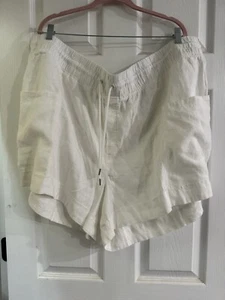 Neu Athleta Cabo Damenshorts 4 Zoll weiß Leinen Größe 26 Kordelzug Taschen - Bild 1 von 3