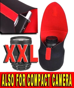 CUSTODIA NEOPRENE OBIETTIVO LENS POUCH COVER CASE BORSA PER CANON FUJIFILM XXL - Foto 1 di 12