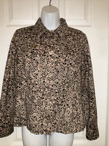 Christopher & Banks Jacket Brown Black Floral Print Long Sleeve Size M - Picture 1 of 12