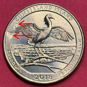 2018-P Large Die Chip Error on Wing Cumberland Island Quarter (1227) - Picture 1 of 7