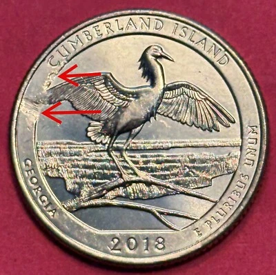 2018-P Large Die Chip Error on Wing Cumberland Island Quarter (1227) - Image 1 of 4