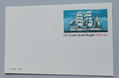 Postal Stationery. Post Card. UNUSED. UX76. US Coast Guard Eagle.  - Image 1 of 3