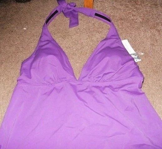 Traje de baño tankini jaclyn smith púrpura halter top talla 6 nuevo con etiquetas sólido Foto 1 de 1