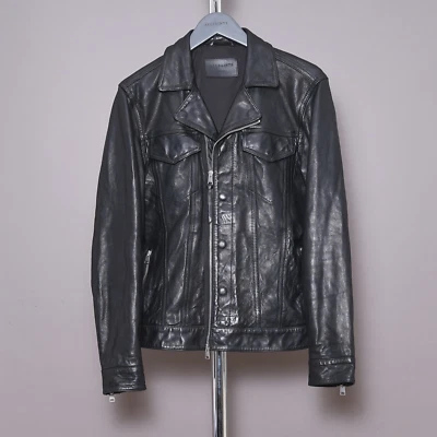 ALL SAINTS Leather Jacket SMALL Mens Black S Biker Bomber Celebrity Grail BRANDT - Image 1 of 4