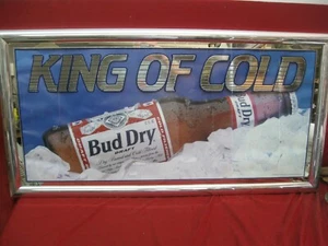 Vintage Huge Rarer Bud Dry "King of Cold" Bar Sign - Picture 1 of 5