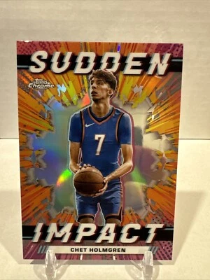 2024 Topps Chrome Basketball #SI-23 Chet Holmgren Sudden Impact Thunder - Image 1 of 2