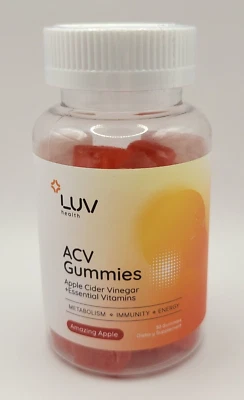 LUV Health ACV GUMMIES vinagre de maçã - 30 unidades AMAZING APPLE com B9 e B12 - Imagem 1 de 4
