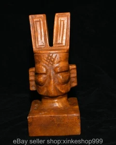 8" Old Chinese Hongshan culture Jade Carving Sanxingdui People seal Statue - Picture 1 of 8
