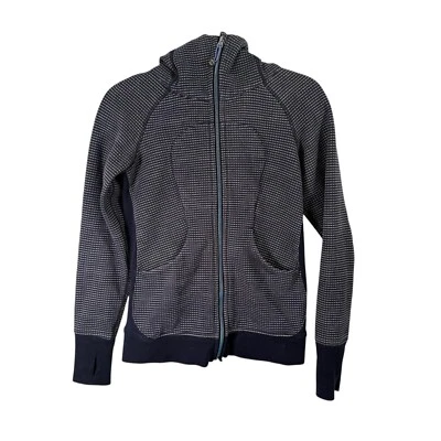 Sudadera con Capucha Lululemon Forrada de Buceo Azul Doble Lunares Cremallera Completa Recortada Para Mujer 4 Foto 1 de 4