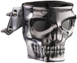 MOTORCYCLE ATV KRUZER KUSTOM KADDY CHROME SKULL CAN BOTTLE CUP HOLDER - T1T - Picture 1 of 2