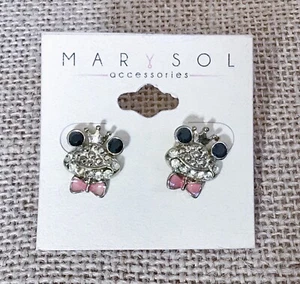 Frog Prince Rhinestone Earrings Fairy Tale Goblin Gremlin Core Whimsical Fantasy - Picture 1 of 2