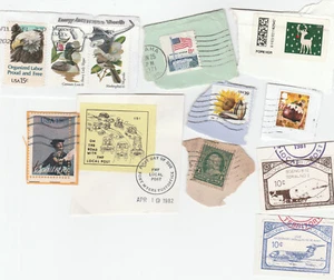 Small lot of used US stamps, some unique/locals, on paper (1 UK stamp Gromit) - Picture 1 of 1