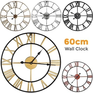 RELOJ DE PARED JARDÍN ROMANO GRANDE INTERIOR EXTERIOR NÚMEROS GIGANTES CARA ABIERTA METAL 60CM - Imagen 1 de 27