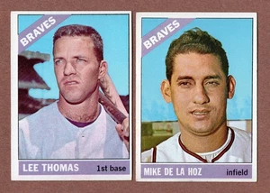1966 Topps Lot (2) Braves #346 Mike de la Hoz #408 Lee Thomas  EX - Picture 1 of 2