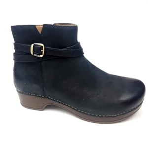 Dansko Brook Bootie Black Oiled Pull Up Women's Size 39 US 8.5-9 Casual Comfort - Picture 1 of 9