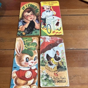 Lot Of 4 Whitman Diecut Books Tiny Rabbit Hattie Hen Ice Cream Man If I Could Be - Bild 1 von 11