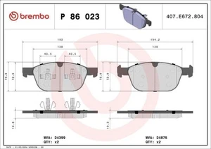 Brake Pad Set, disc brake BREMBO P 86 023 for VOLVO XC90 I (275) 3.2 2006-201 - Picture 1 of 6