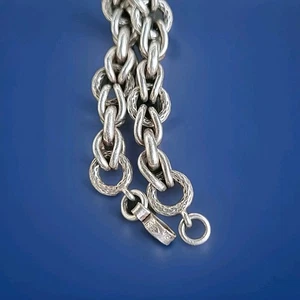 Vintage Sterling Silver MEXICO Fancy Rolo Textured Link 8” Bracelet 37g Signed - Picture 1 of 10