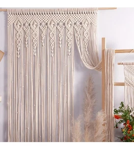 Macrame Boho Curtain Wall Hanging Decor 40” X 80” 100% Cotton - Picture 1 of 3