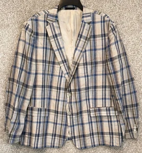 Lauren Ralph Lauren Herren 50R 100% Leinen Kariert Kariert Sport Mantel Jacke Blazer - Bild 1 von 11