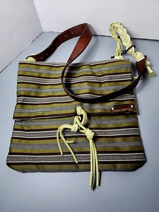  Merci Handmade Vintage Textil Leder Crossbody Schultertasche USA Erdtöne - Bild 1 von 5