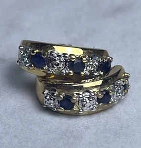 Sterling Silver 925 Gold Sapphire Hoop Earrings Small Pair Dainty Gift for Her - Picture 1 of 13